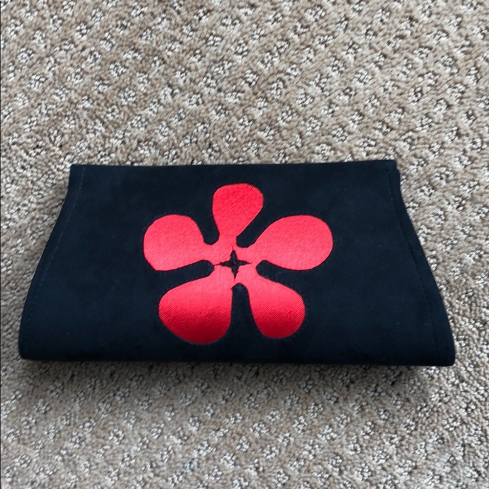 Black suede clutch